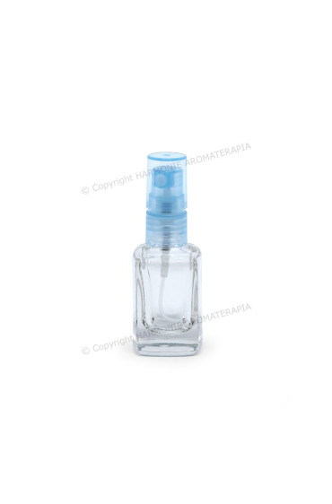Vidro spray 10ml - Transparente Quadrado com Valv. Azul