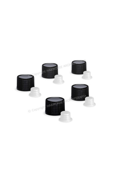 Tampa preta e batoque para Frasco 1ml - 5 unidades