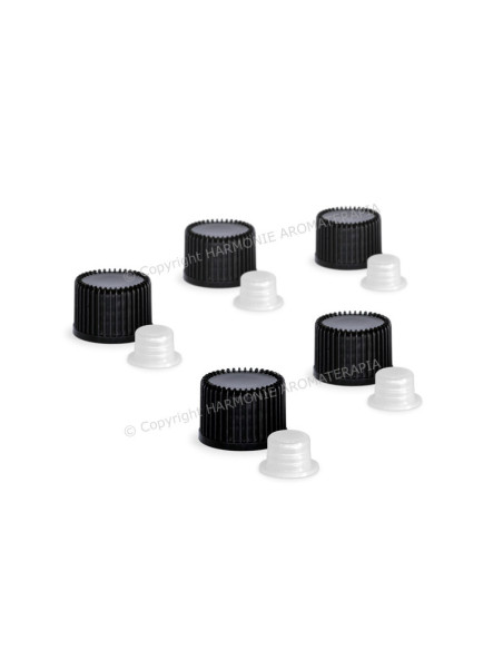 Tampa preta e batoque para Frasco 1ml - 5 unidades