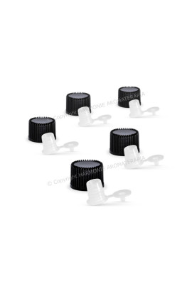 Tampa preta e batoque para Frasco 2ml - 5 unidades