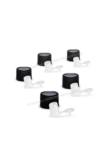 Tampa preta e batoque para Frasco 2ml - 5 unidades