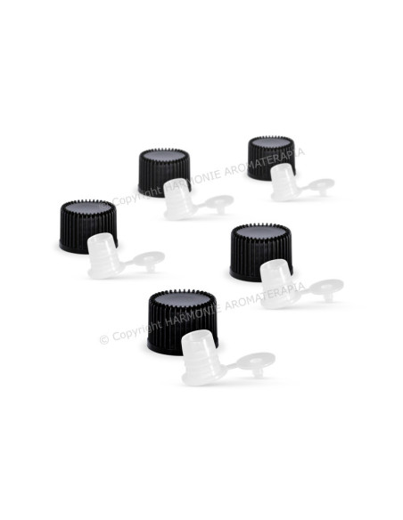 Tampa preta e batoque para Frasco 2ml - 5 unidades