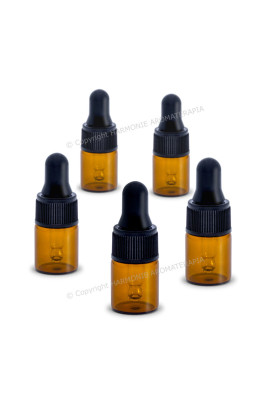 Frasco 2ml - vidro âmbar - com bulbo e cânula - 5 unidades